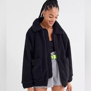 I am Gia black faux fur pixie coat NWT